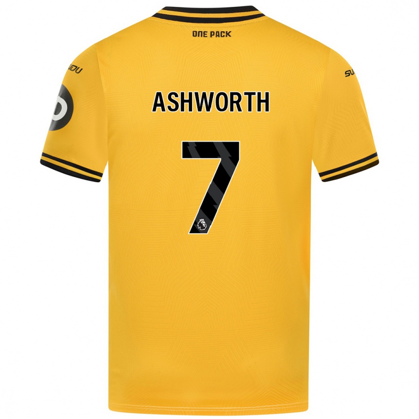 Niño Fútbol Camiseta Fin Ashworth #7 Amarillo 1ª Equipación 2024/25 Argentina