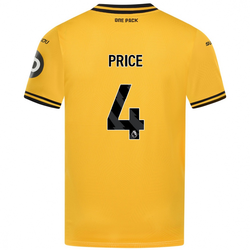 Niño Fútbol Camiseta Anna Price #4 Amarillo 1ª Equipación 2024/25 Argentina