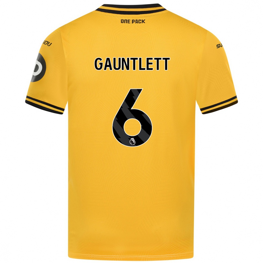 Niño Fútbol Camiseta Maz Gauntlett #6 Amarillo 1ª Equipación 2024/25 Argentina