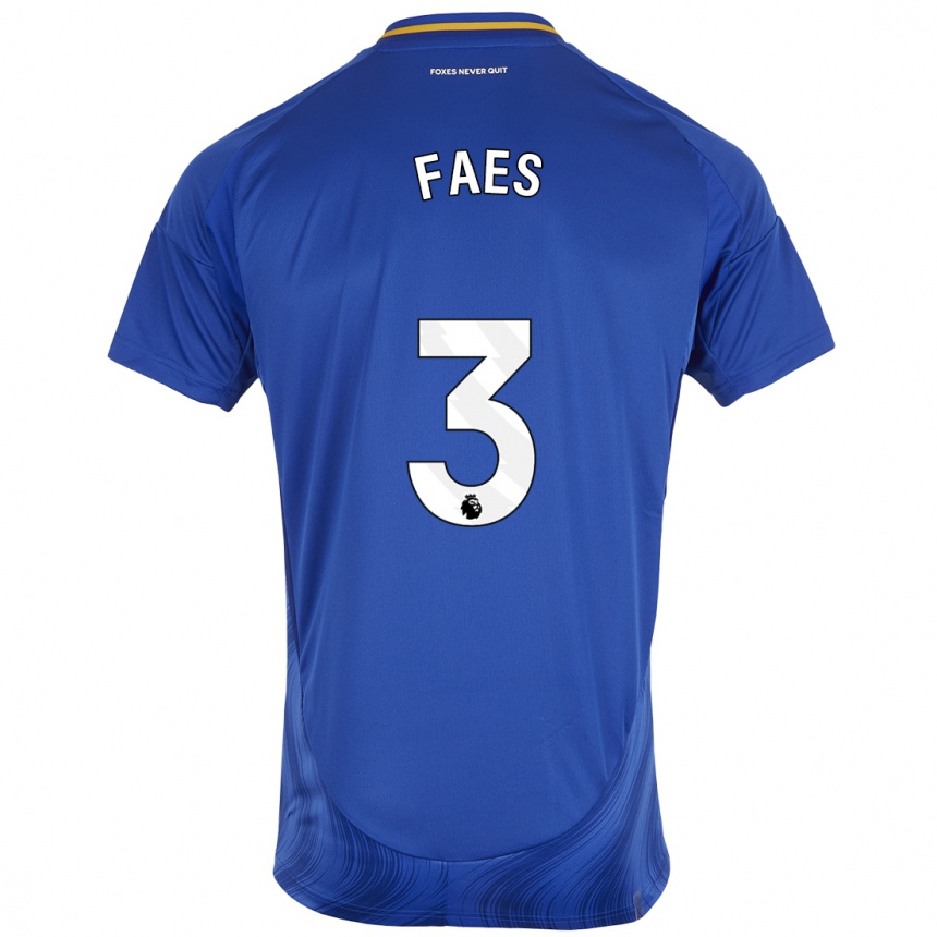 Niño Fútbol Camiseta Wout Faes #3 Azul Blanco 1ª Equipación 2024/25 Argentina