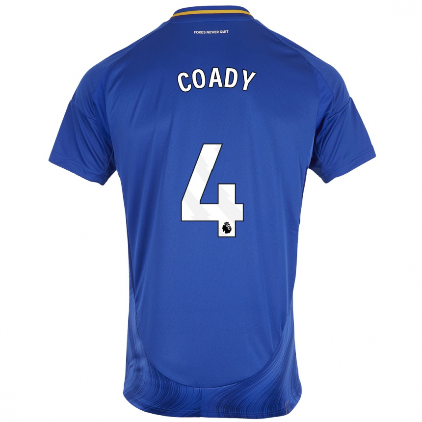 Niño Fútbol Camiseta Conor Coady #4 Azul Blanco 1ª Equipación 2024/25 Argentina