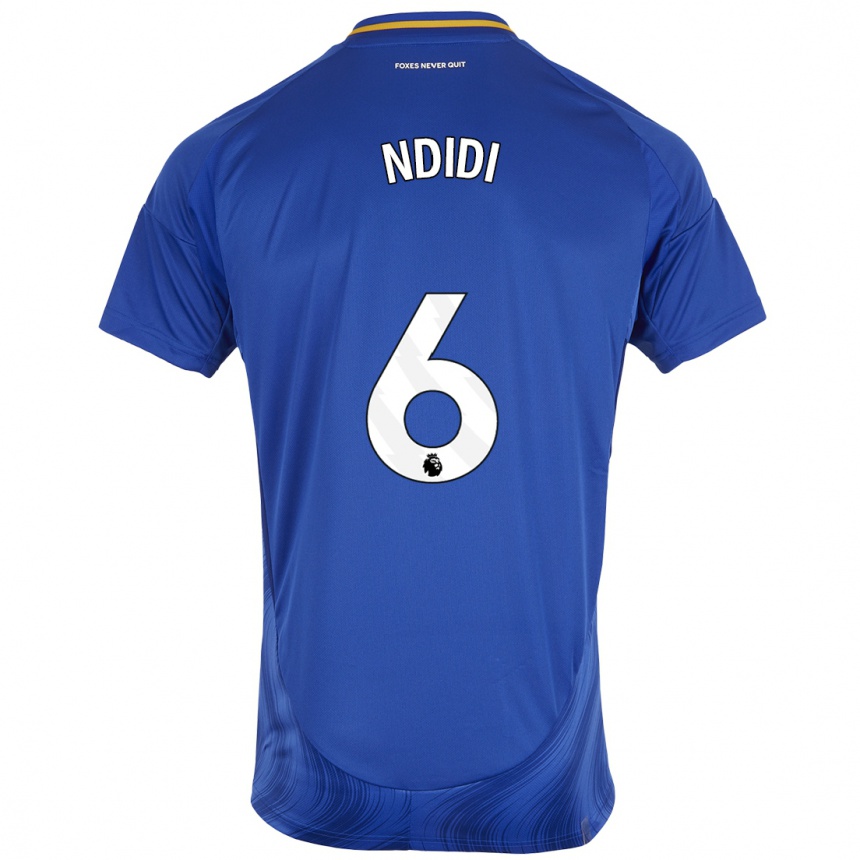 Niño Fútbol Camiseta Wilfred Ndidi #6 Azul Blanco 1ª Equipación 2024/25 Argentina