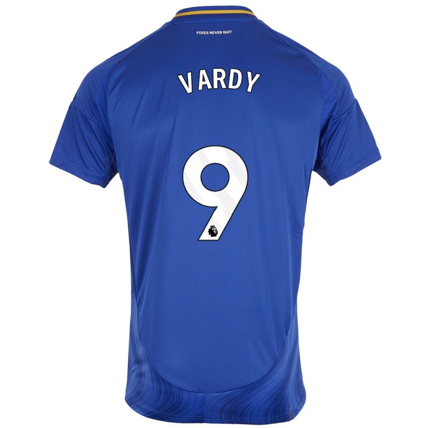 Niño Fútbol Camiseta Jamie Vardy #9 Azul Blanco 1ª Equipación 2024/25 Argentina