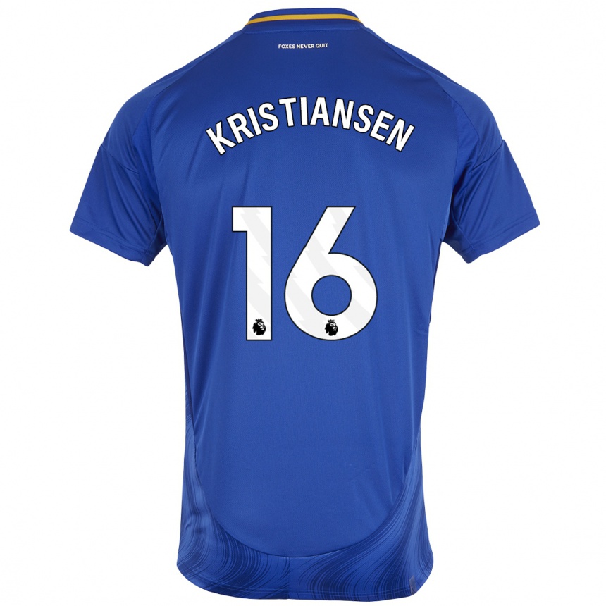 Niño Fútbol Camiseta Victor Kristiansen #16 Azul Blanco 1ª Equipación 2024/25 Argentina