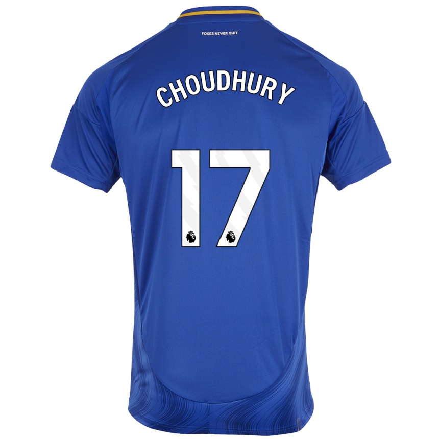 Niño Fútbol Camiseta Hamza Choudhury #17 Azul Blanco 1ª Equipación 2024/25 Argentina