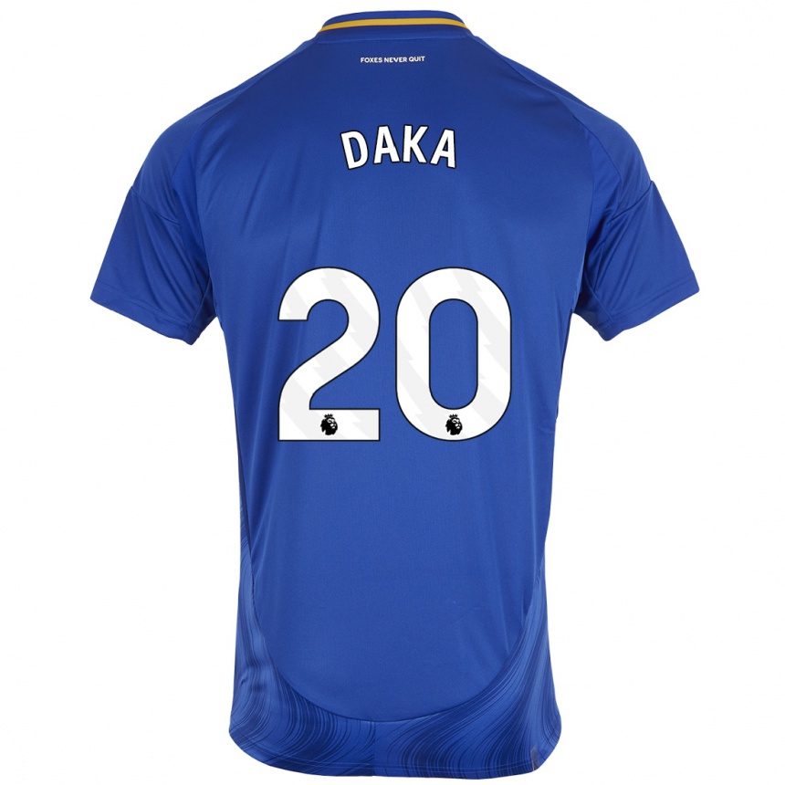 Niño Fútbol Camiseta Patson Daka #20 Azul Blanco 1ª Equipación 2024/25 Argentina