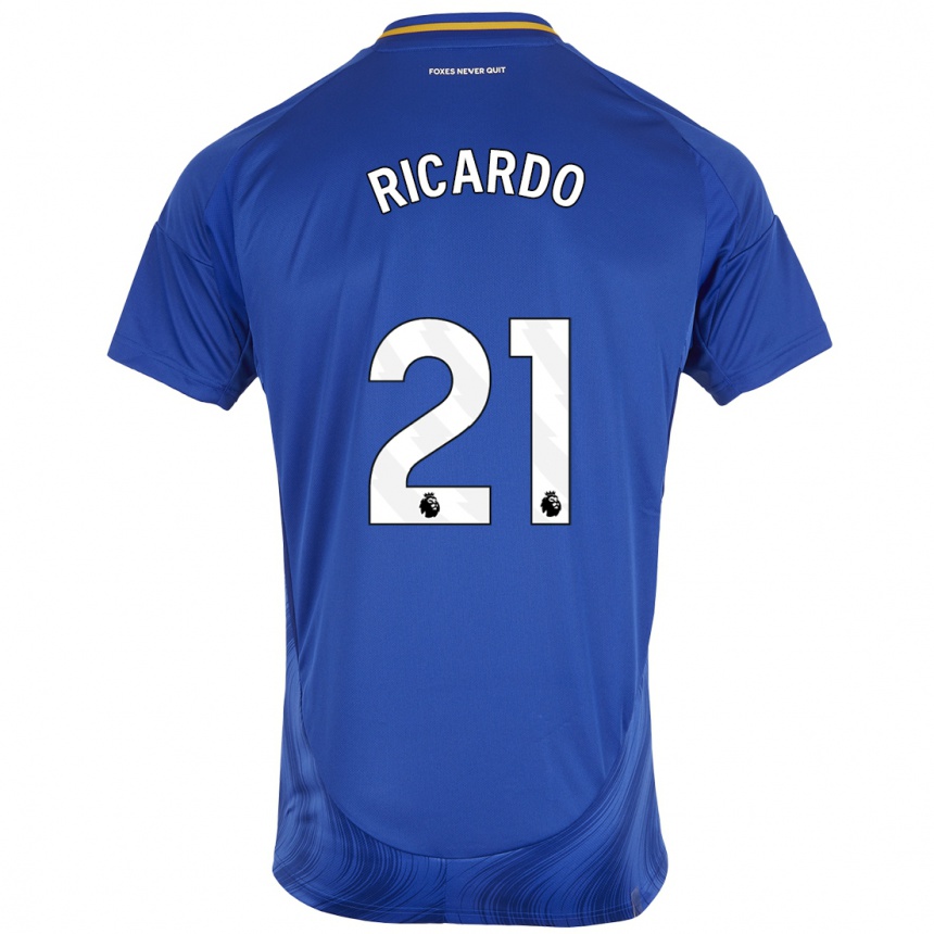 Niño Fútbol Camiseta Ricardo Pereira #21 Azul Blanco 1ª Equipación 2024/25 Argentina