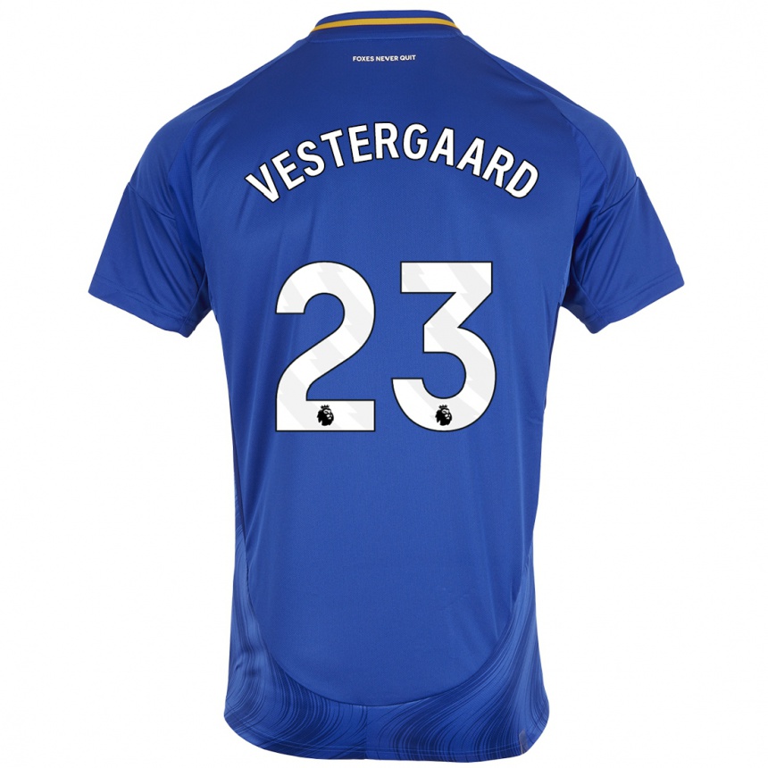 Niño Fútbol Camiseta Jannik Vestergaard #23 Azul Blanco 1ª Equipación 2024/25 Argentina