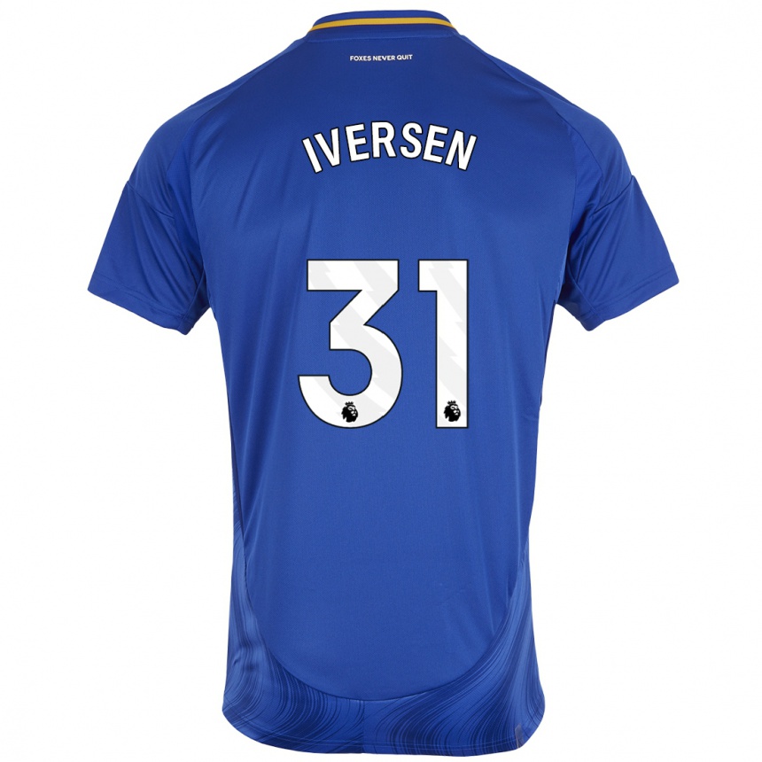 Niño Fútbol Camiseta Daniel Iversen #31 Azul Blanco 1ª Equipación 2024/25 Argentina