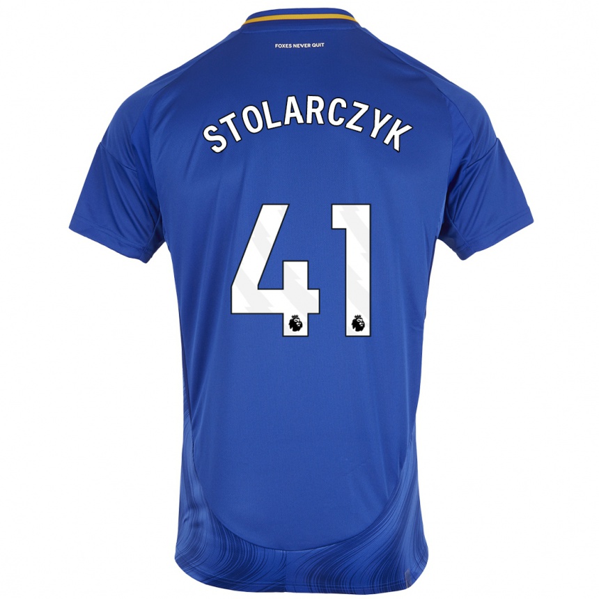 Niño Fútbol Camiseta Jakub Stolarczyk #41 Azul Blanco 1ª Equipación 2024/25 Argentina