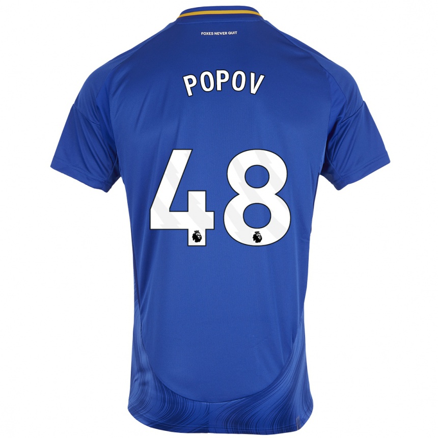 Niño Fútbol Camiseta Chris Popov #48 Azul Blanco 1ª Equipación 2024/25 Argentina