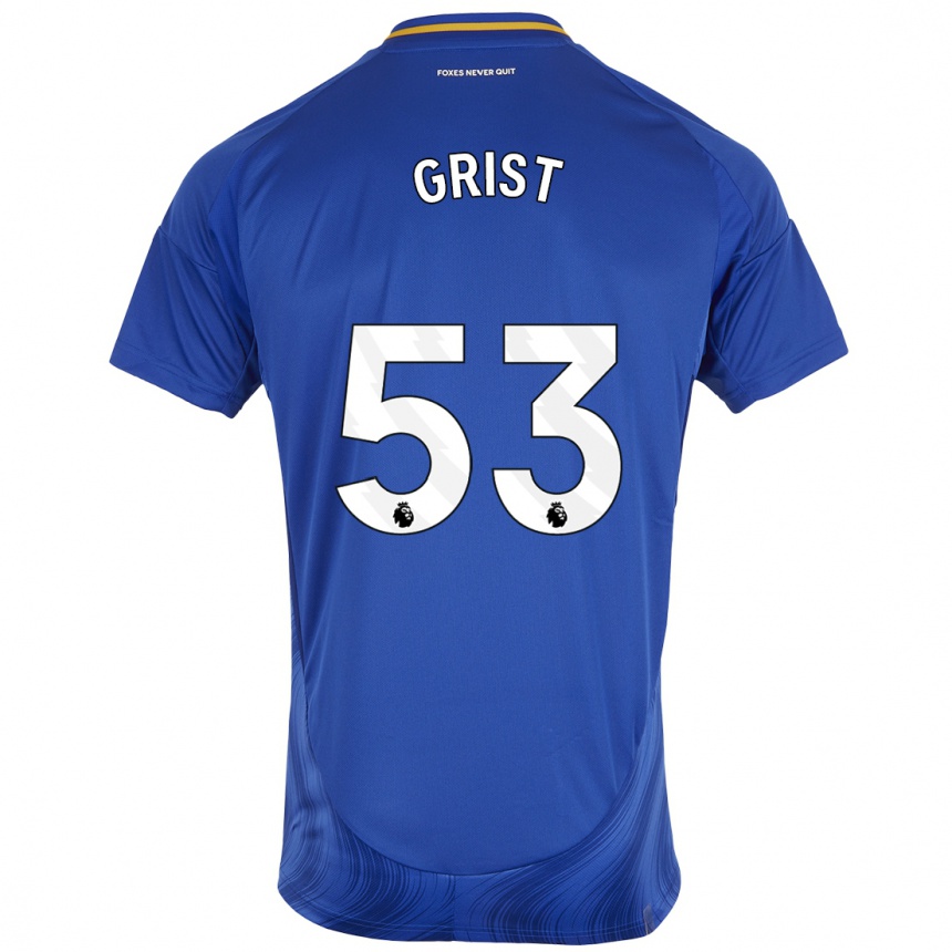 Niño Fútbol Camiseta Ben Grist #53 Azul Blanco 1ª Equipación 2024/25 Argentina