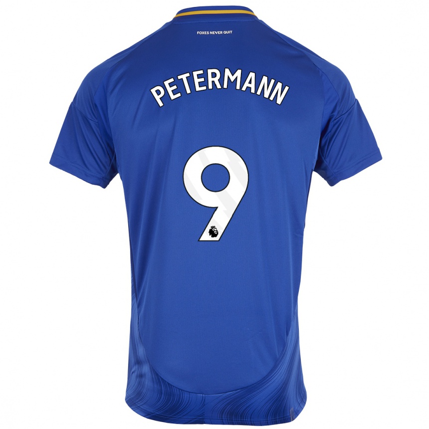 Niño Fútbol Camiseta Lena Petermann #9 Azul Blanco 1ª Equipación 2024/25 Argentina