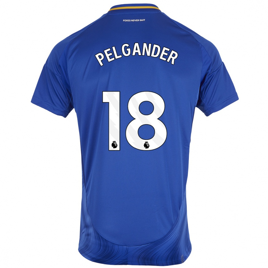 Niño Fútbol Camiseta Emilia Pelgander #18 Azul Blanco 1ª Equipación 2024/25 Argentina