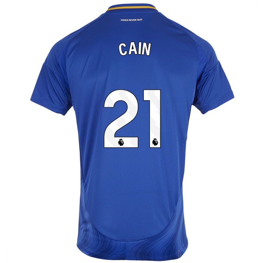 Niño Fútbol Camiseta Hannah Cain #21 Azul Blanco 1ª Equipación 2024/25 Argentina