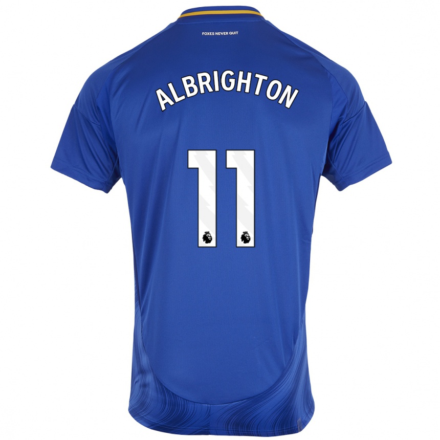 Niño Fútbol Camiseta Marc Albrighton #11 Azul Blanco 1ª Equipación 2024/25 Argentina