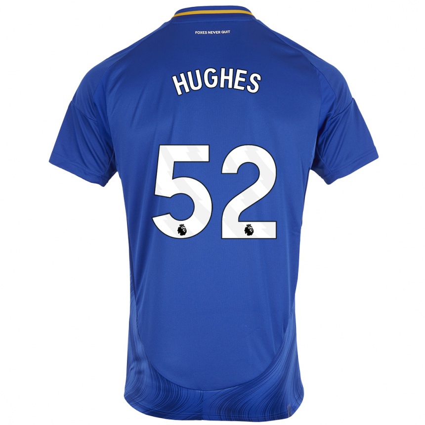 Niño Fútbol Camiseta Iestyn Hughes #52 Azul Blanco 1ª Equipación 2024/25 Argentina