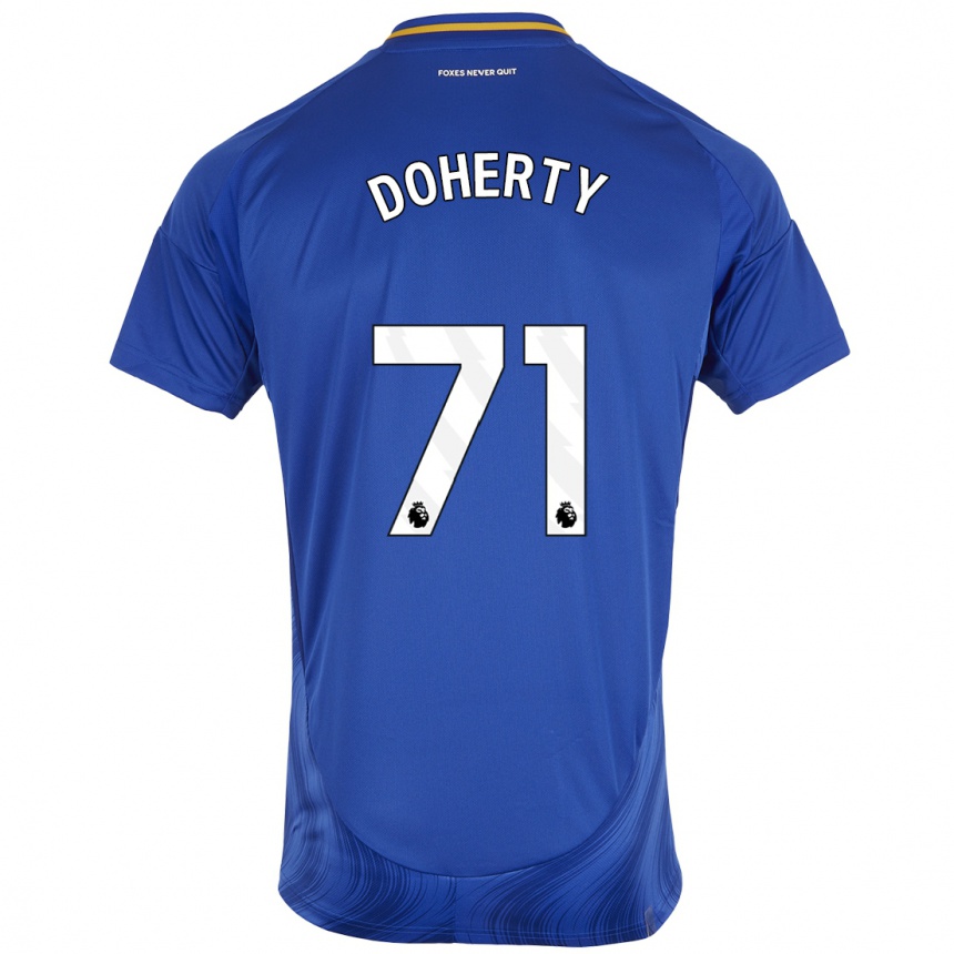 Niño Fútbol Camiseta Arlo Doherty #71 Azul Blanco 1ª Equipación 2024/25 Argentina