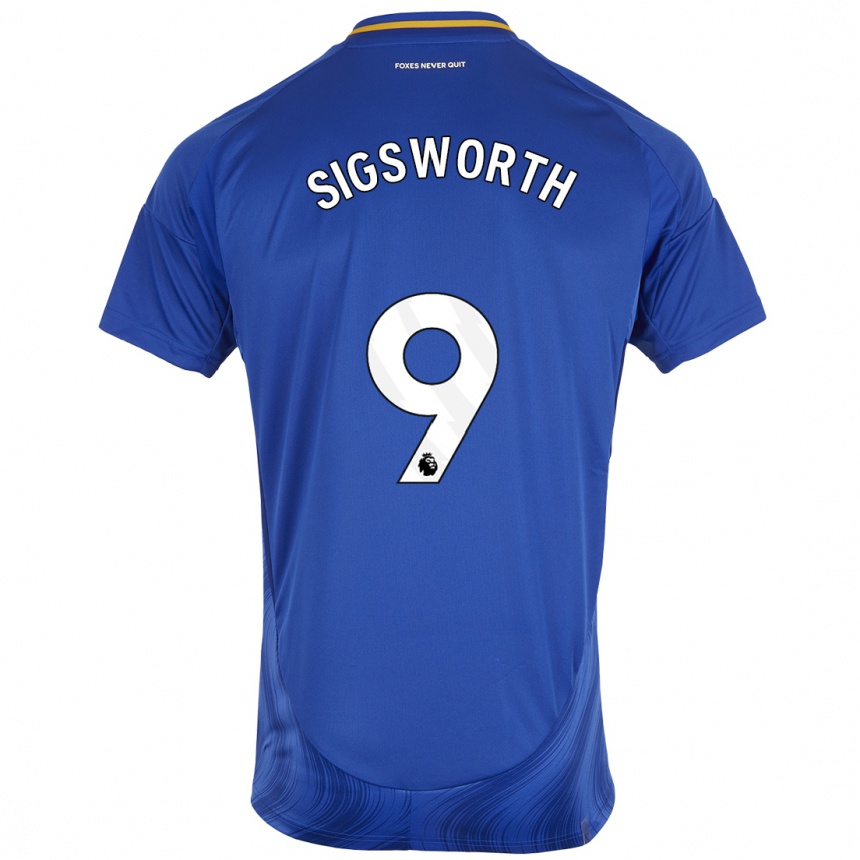 Niño Fútbol Camiseta Jessica Sigsworth #9 Azul Blanco 1ª Equipación 2024/25 Argentina