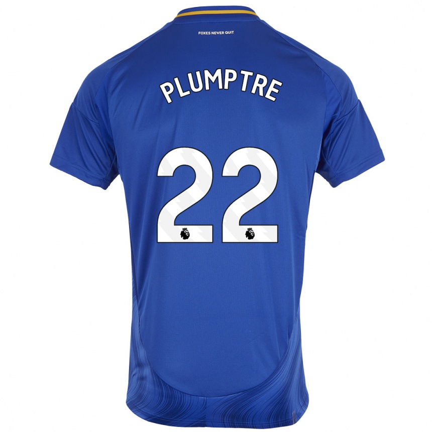 Niño Fútbol Camiseta Ashleigh Plumptre #22 Azul Blanco 1ª Equipación 2024/25 Argentina