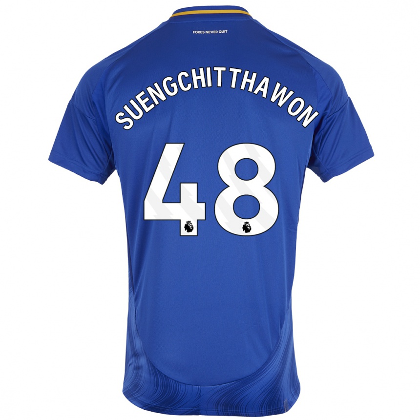 Niño Fútbol Camiseta Thanawat Suengchitthawon #48 Azul Blanco 1ª Equipación 2024/25 Argentina