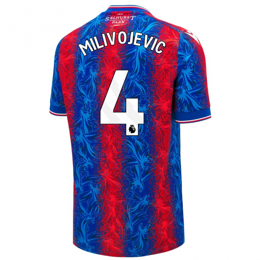 Niño Fútbol Camiseta Luka Milivojevic #4 Rayas Rojas Y Azules 1ª Equipación 2024/25 Argentina