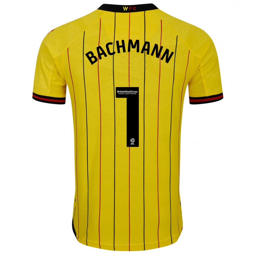 Niño Fútbol Camiseta Daniel Bachmann #1 Amarillo Negro 1ª Equipación 2024/25 Argentina