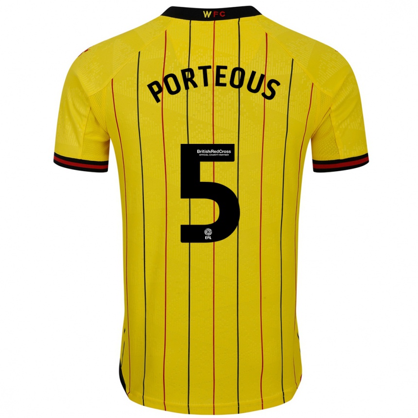 Niño Fútbol Camiseta Ryan Porteous #5 Amarillo Negro 1ª Equipación 2024/25 Argentina