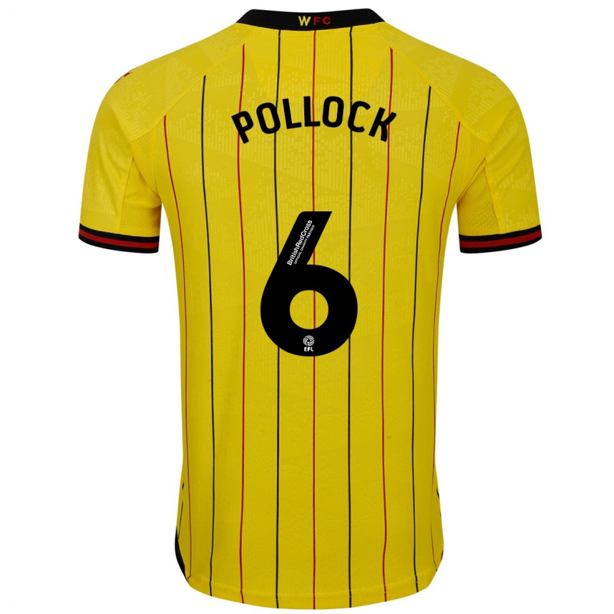 Niño Fútbol Camiseta Mattie Pollock #6 Amarillo Negro 1ª Equipación 2024/25 Argentina