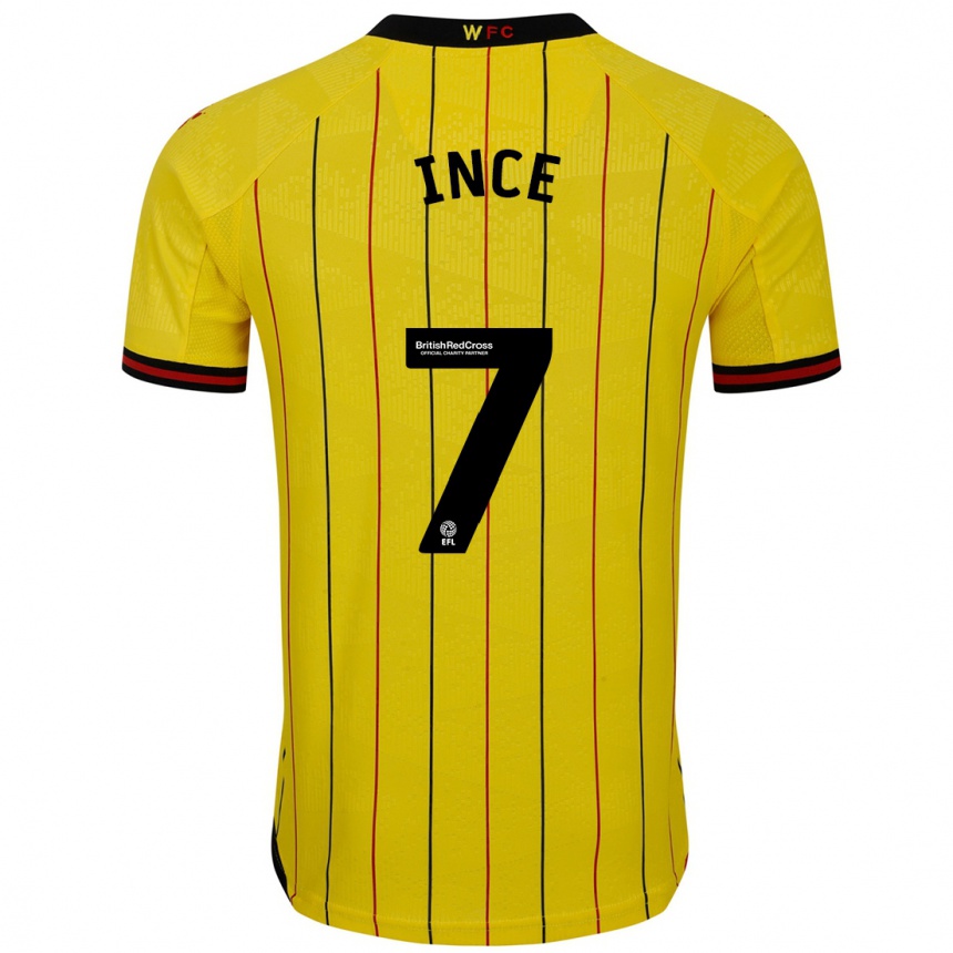 Niño Fútbol Camiseta Tom Ince #7 Amarillo Negro 1ª Equipación 2024/25 Argentina