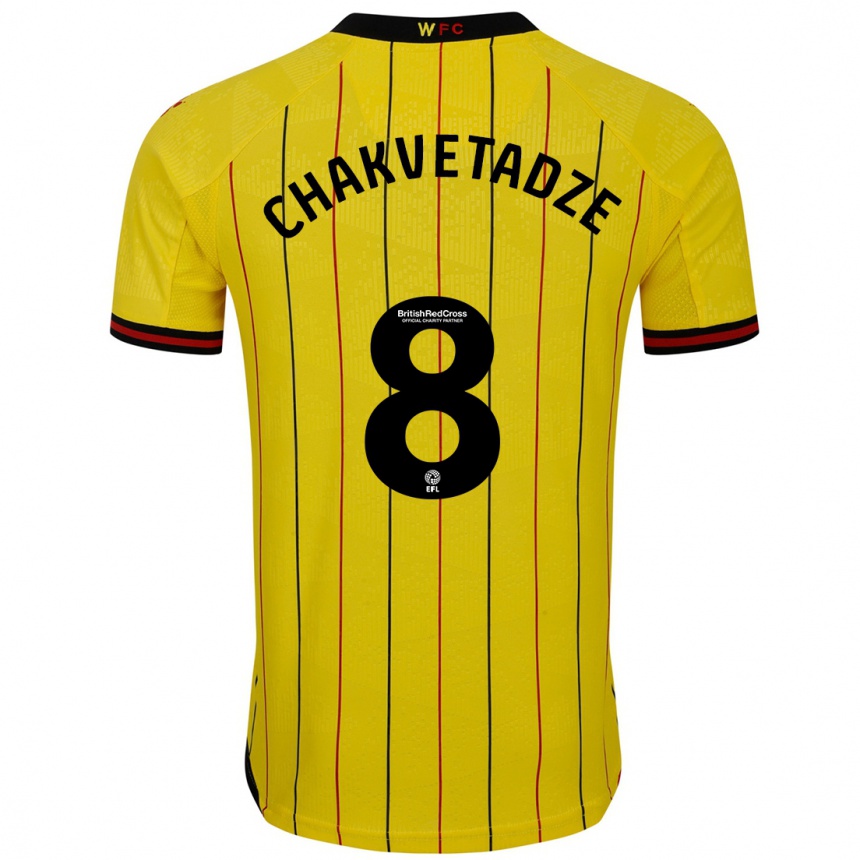 Niño Fútbol Camiseta Giorgi Chakvetadze #8 Amarillo Negro 1ª Equipación 2024/25 Argentina