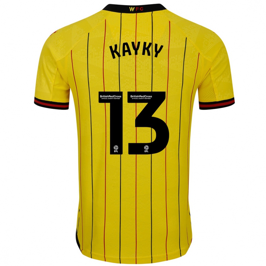 Niño Fútbol Camiseta Kayky Almeida #13 Amarillo Negro 1ª Equipación 2024/25 Argentina