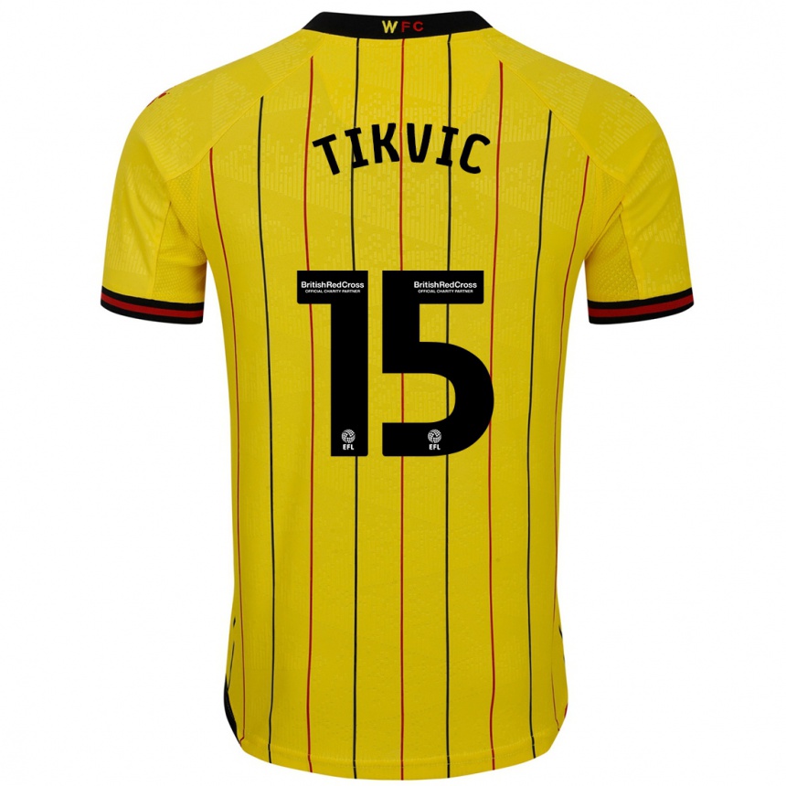 Niño Fútbol Camiseta Antonio Tikvic #15 Amarillo Negro 1ª Equipación 2024/25 Argentina