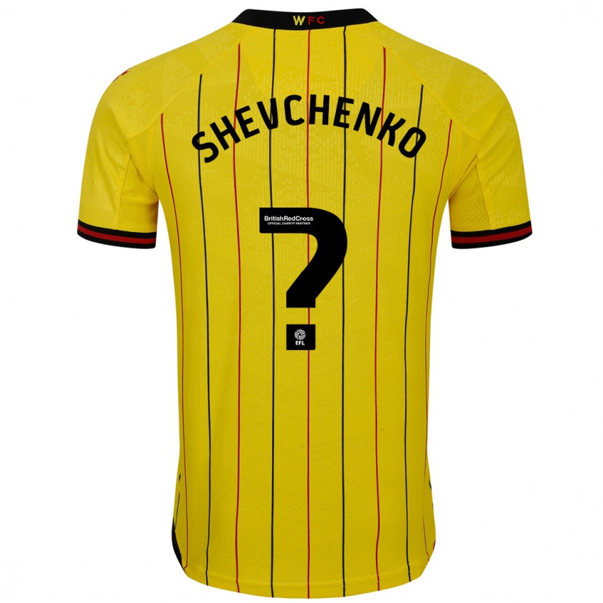 Niño Fútbol Camiseta Kristian Shevchenko #0 Amarillo Negro 1ª Equipación 2024/25 Argentina