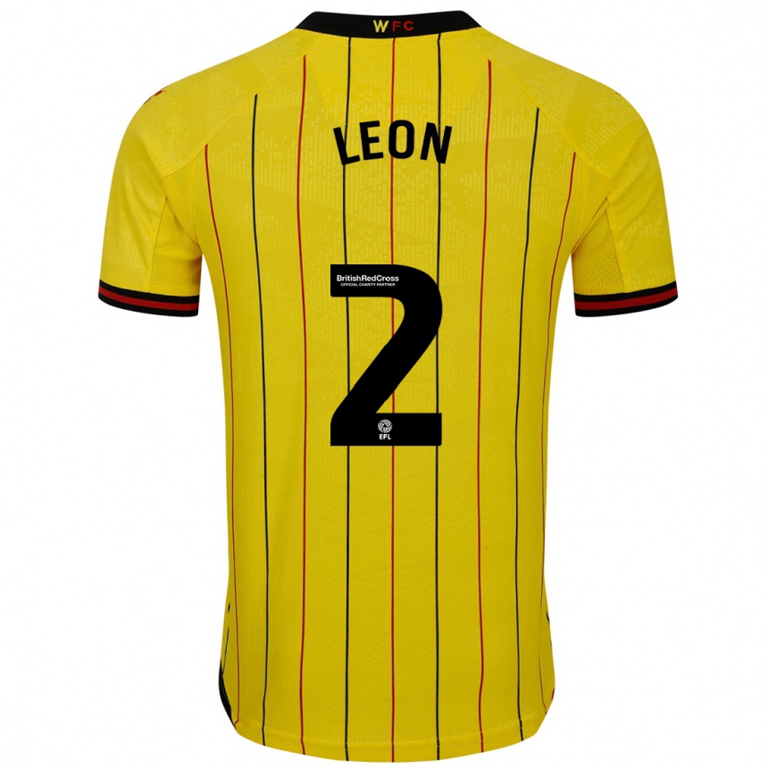 Niño Fútbol Camiseta Lucía León #2 Amarillo Negro 1ª Equipación 2024/25 Argentina