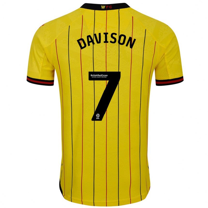 Niño Fútbol Camiseta Gemma Davison #7 Amarillo Negro 1ª Equipación 2024/25 Argentina