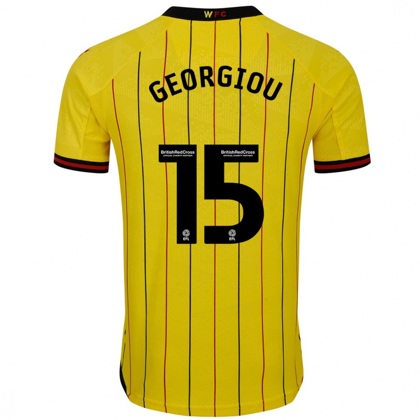 Niño Fútbol Camiseta Andria Georgiou #15 Amarillo Negro 1ª Equipación 2024/25 Argentina