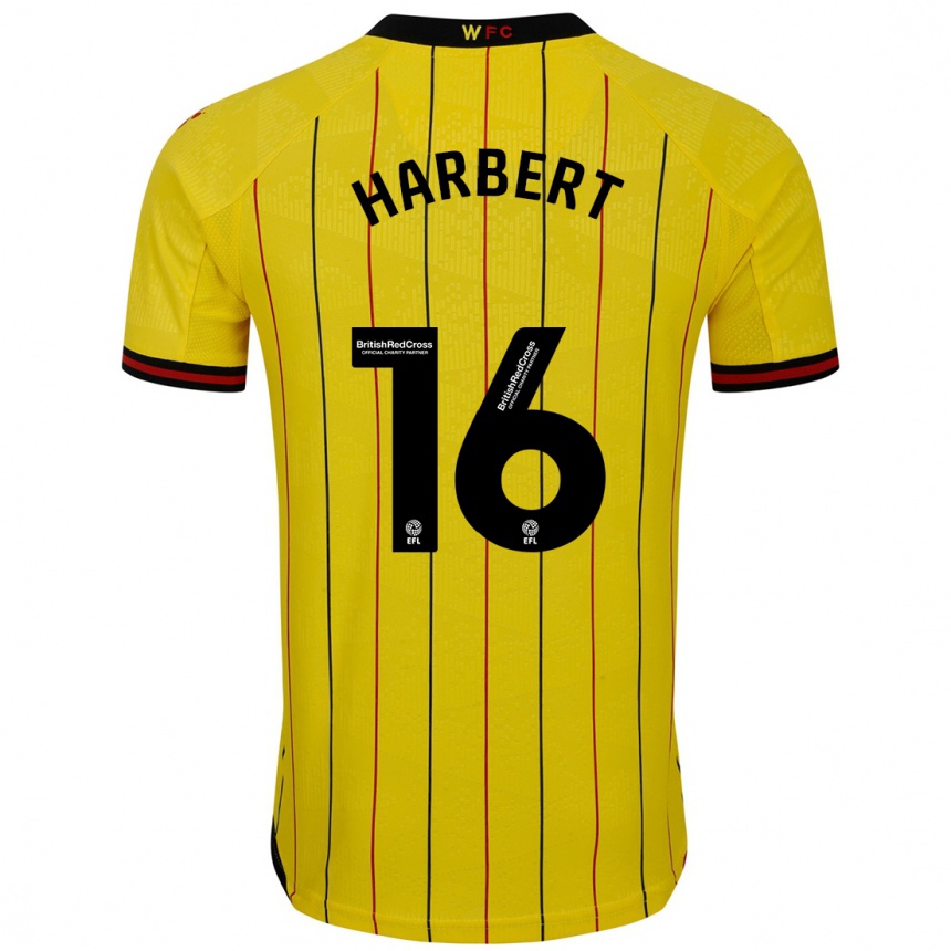 Niño Fútbol Camiseta Laila Harbert #16 Amarillo Negro 1ª Equipación 2024/25 Argentina