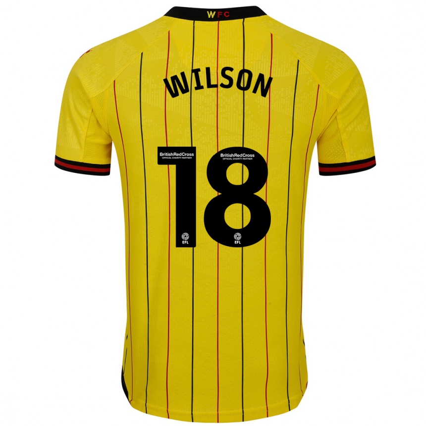 Niño Fútbol Camiseta Poppy Wilson #18 Amarillo Negro 1ª Equipación 2024/25 Argentina