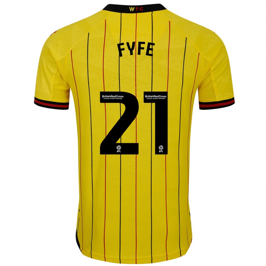 Niño Fútbol Camiseta Flo Fyfe #21 Amarillo Negro 1ª Equipación 2024/25 Argentina