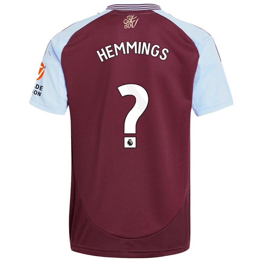 Niño Fútbol Camiseta George Hemmings #0 Borgoña Azul Cielo 1ª Equipación 2024/25 Argentina