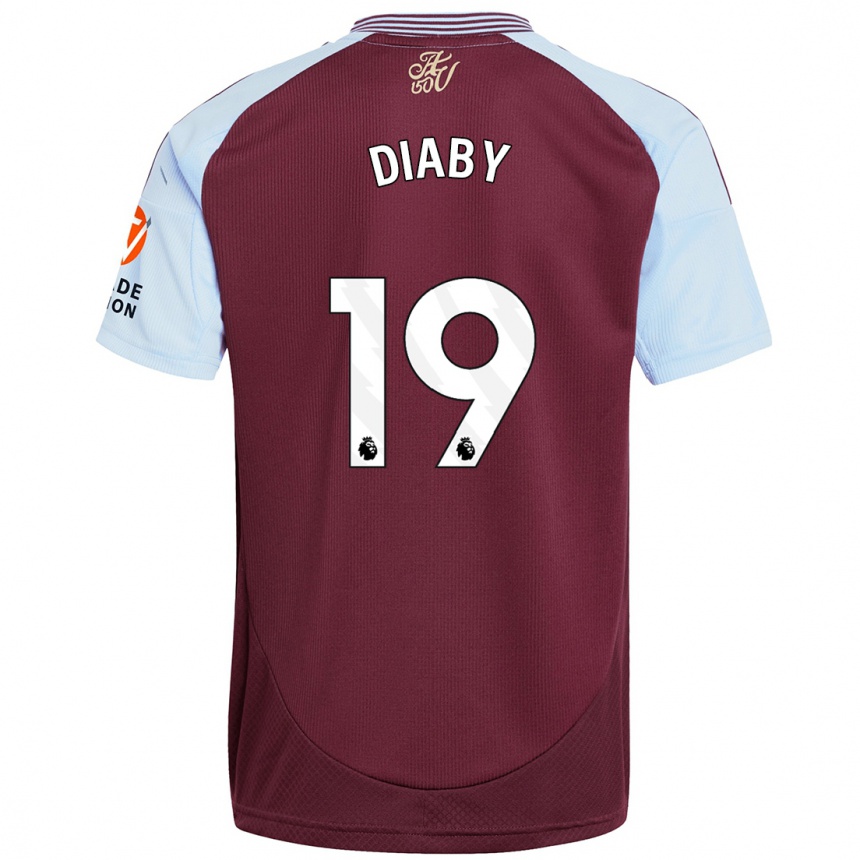 Niño Fútbol Camiseta Moussa Diaby #19 Borgoña Azul Cielo 1ª Equipación 2024/25 Argentina