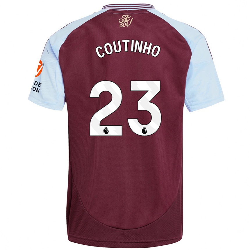 Niño Fútbol Camiseta Philippe Coutinho #23 Borgoña Azul Cielo 1ª Equipación 2024/25 Argentina