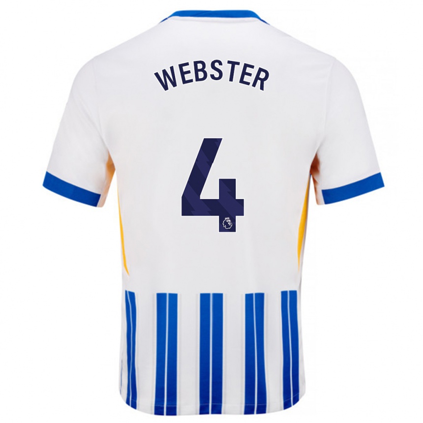 Niño Fútbol Camiseta Adam Webster #4 Blanco Azul Rayas 1ª Equipación 2024/25 Argentina