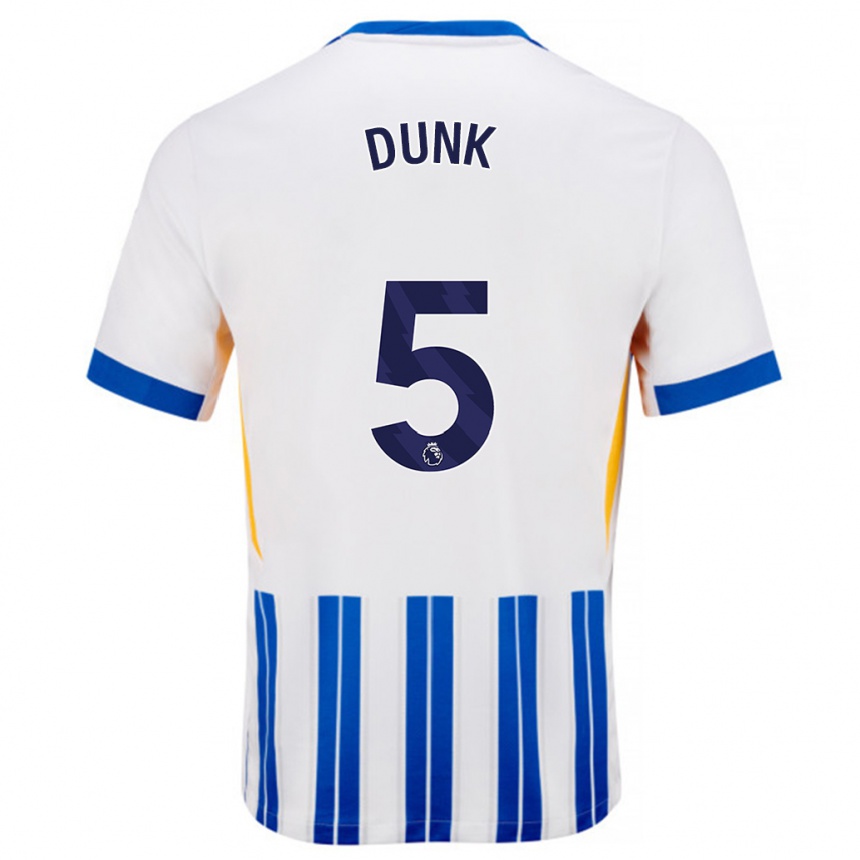 Niño Fútbol Camiseta Lewis Dunk #5 Blanco Azul Rayas 1ª Equipación 2024/25 Argentina