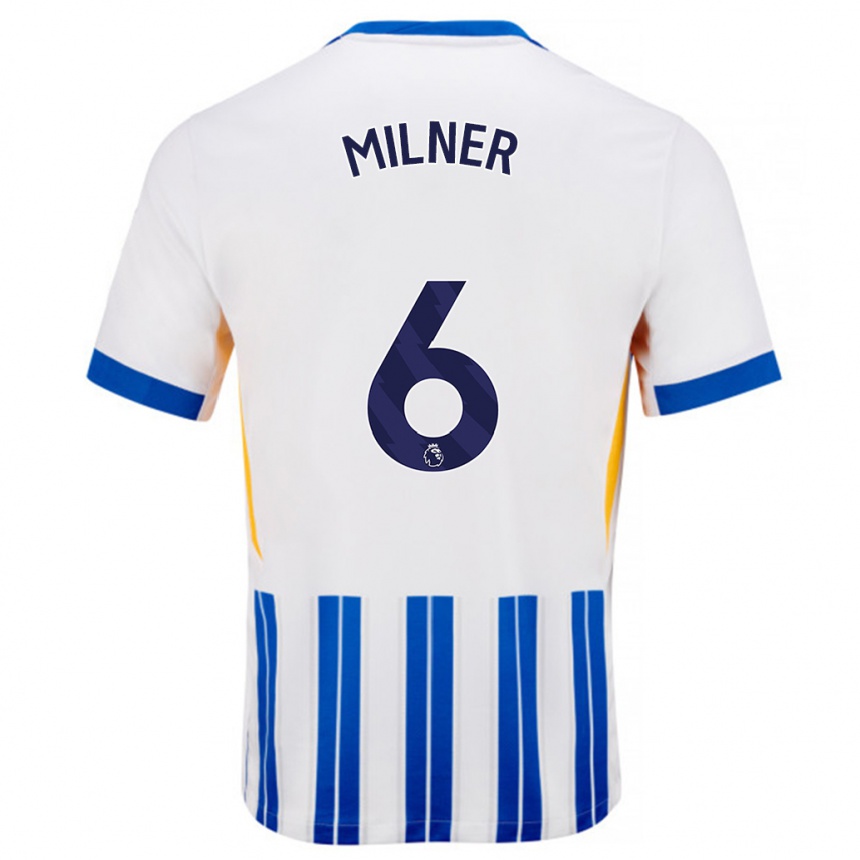 Niño Fútbol Camiseta James Milner #6 Blanco Azul Rayas 1ª Equipación 2024/25 Argentina