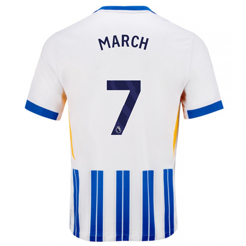 Niño Fútbol Camiseta Solly March #7 Blanco Azul Rayas 1ª Equipación 2024/25 Argentina