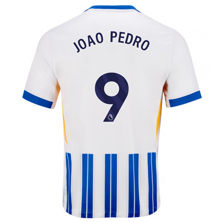 Niño Fútbol Camiseta João Pedro #9 Blanco Azul Rayas 1ª Equipación 2024/25 Argentina