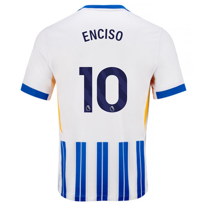 Niño Fútbol Camiseta Julio Enciso #10 Blanco Azul Rayas 1ª Equipación 2024/25 Argentina