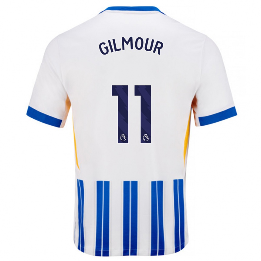 Niño Fútbol Camiseta Billy Gilmour #11 Blanco Azul Rayas 1ª Equipación 2024/25 Argentina